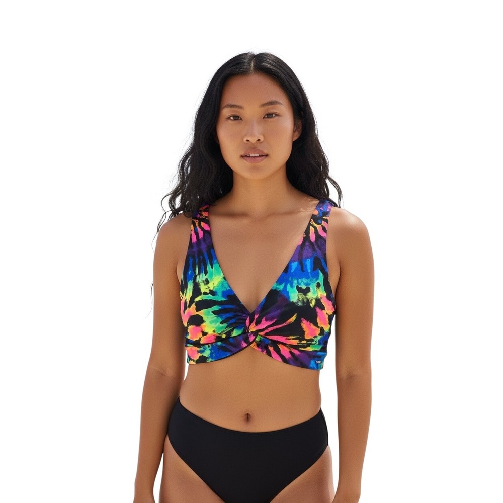 Pink‎ Victoria's Secret Gym to Swim Neon Tie Dye Twist Front Top XS NWT
